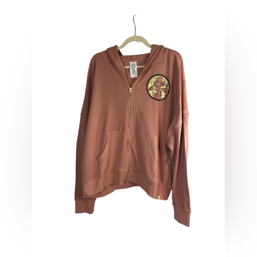 Disney Princess Jasmine & Rajah Zip‎ Hoodie Jacket 2X Peach Lightweight Waffle